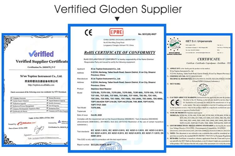 3rd party certification of glass reactor